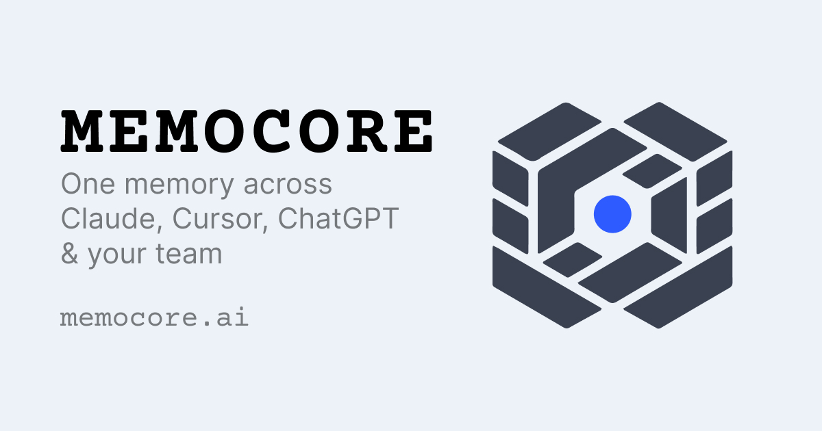 Memocore — Shared memory for AI agents over MCP
